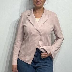 Anthropologie Monarch Beige Faux Suede Blazer Sz M NWT